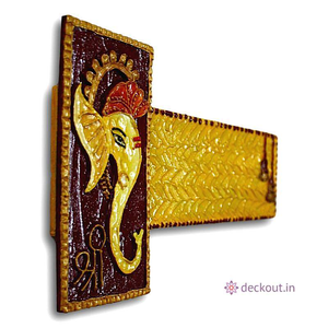 Ganesh Vertical Plank Name Plate-deckout.in