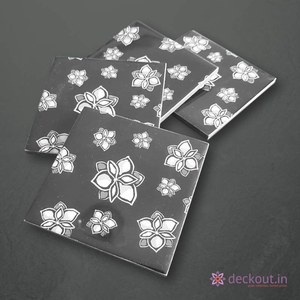 Black Bloom Coasters - Set of 4-deckout.in