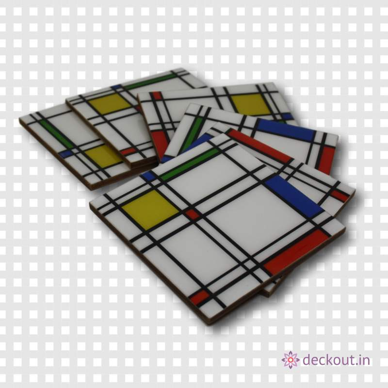 Check Pattern Coasters - Set of 6-deckout.in