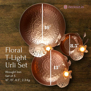 Floral T-Light Urli Set-deckout.in