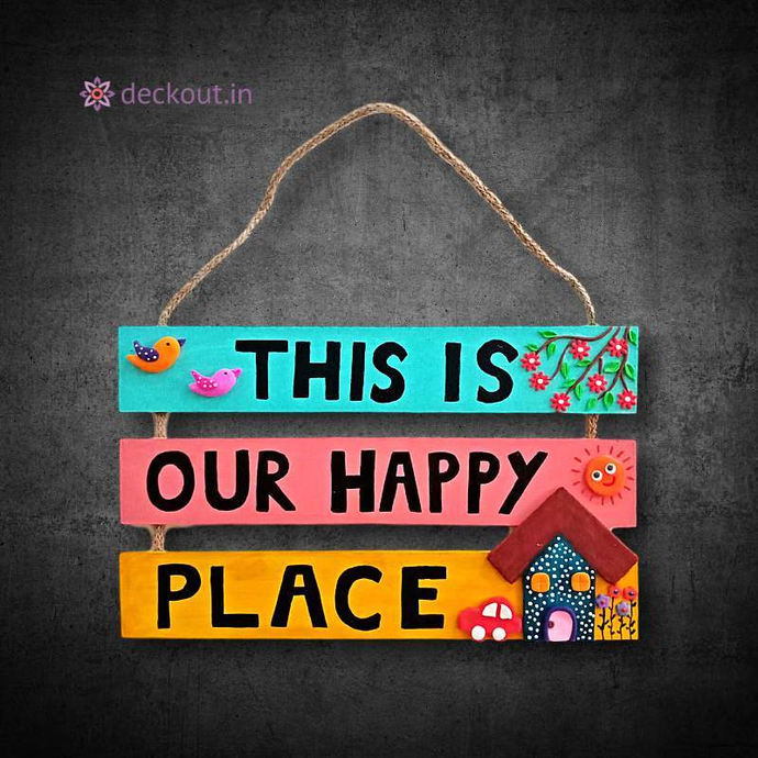 Happy Place Wall Plate-deckout.in