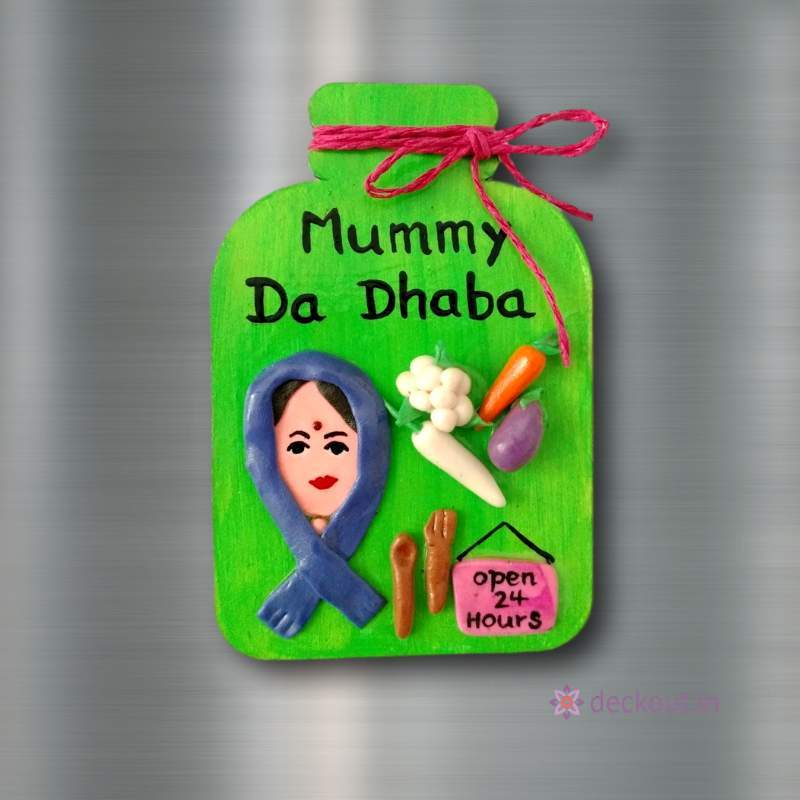 Mummy Da Dhaba - Fridge Magnet-deckout.in