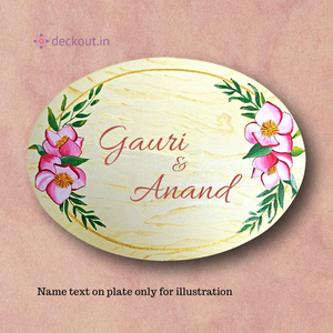 Oval Wood Effect Name Plate-deckout.in-art,decor,floral,gift,gifting,handicraft,home,homemade,name plate,oval,showpiece,wood