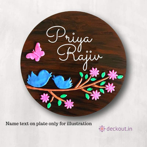 Bird & Branches - Circular Name Plate-deckout.in